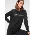 Sweatshirt CHAMPION "Crewneck Sweatshirt", Damen, Gr. XS (34), schwarz, Sweatware, Obermaterial: 54% Baumwolle, 46% Polyester, unifarben, sportlich, Rundhals, Langarm Rippbündchen, Sweatshirts