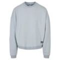 Rundhalspullover URBAN CLASSICS "Urban Classics Herren 80's Crewneck", Herren, Gr. L, blau (summerblau), 65% Baumwolle, 35% Polyester, unifarben, casual, oversize, Rundhals, Langarm, Pullover