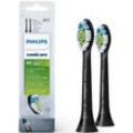 Aufsteckbürste PHILIPS SONICARE "Standard W2 Optimal White, Farbe schwarz", schwarz, Zahnbürstenköpfe, 2 St., Kunststoff, mit der Bürstenkopferkennung, Standardgröße