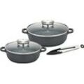 Pfannen-Set GSW "Gourmet Granit", schwarz, Ø:28cm, Pfannen, Aluminium-Guss, VITAFLON GRANIT Antihaft-Versiegelung, Induktion