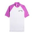 Rash Guard BILLABONG "Sunny Side", Damen, Gr. M, lila (bright orchid), 85% recyceltes Polyester, 15% Elastan, Kurzarm, Shirts Rashguard