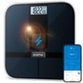 Körper-Analyse-Waage RENPHO "Elis Solar 2 Smart Body Scale A020", schwarz, PersonenwaagenB:28cm H:28cm T:2,3cm, Glas, ITO-Folie (Elektrode für die Körperfettmessung), Smarte Solar-Körperanalysewaage mit 13 Körpermessungen, B:28cm H:28cm T:2,3cm