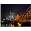 Glasbild ARTLAND "Kölner Dom mit Brücke", schwarz, B:80cm H:60cm, Bilder, in verschiedenen Größen