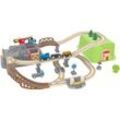 Spielzeug-Eisenbahn HAPE "Eisenbahn-Baukasten", bunt, Spielzeugfahrzeuge, KinderB:50cm H:14cm T:14cm, Holz, Kunststoff, B:50cm H:14cm T:14cm