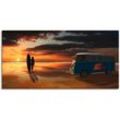 Wandbild ARTLAND "Surfen in Kalifornien mit Bulli T1", orange, B:150cm H:75cm, Bilder, als Alubild, Outdoorbild, Leinwandbild, Poster, Wandaufkleber