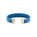 Armspange KANGAROOS "Schmuck Geschenk, LederArmkette verschiedene Farben", blau (gelbgoldfarben, blau), Armbänder, Damen, Edelstahl-Leder, Edelstahl, Leder, Armspange