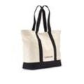 Shopper LASCANA, Damen, Gr. B/H/T: 52cm x 37cm x 18cm, beige (beige, schwarz), Baumwolle, unifarben mit Farbeinsatz, Taschen, Strandtasche, Handtasche, Schultertasche, große Tasche, Tragetasche