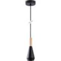 PACO HOME Pendelleuchte "MORA", schwarz, Ø 9cm H: 26cm, Lampen, Wohnzimmer Esszimmer Klein Modern Holz Metall GU10 Trichterform