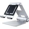 SATECHI Smartphone-Halterung "R1 ALUMINUM HINGE HOLDER FOLDABLE STAND", silber (silberfarben), B:11,43cm H:13,97cm T:13,97cm, Gerätehalterungen