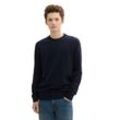 Strickpullover TOM TAILOR DENIM, Herren, Gr. M, blau (sky captain blau), Strick, Obermaterial: 100% Baumwolle, unifarben, casual, regular fit taillenbedeckt, Rundhals, Langarm Bündchen, Pullover, mit Rundhalsausschnitt