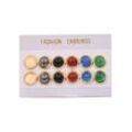 Ohrstecker-Set FIRETTI "Multipack Schmuck Geschenk Ohrstecker Edelsteine", bunt (gelbgoldfarben, rosa, grau, schwarz, rot, blau, grün, rosa, grau, schwarz, rot, blau, grün), Ohrringe, Damen, Messing, Made in Germany - mit Achat, Hämatit, Onyx, Rosenquarz