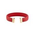 Armspange KANGAROOS "Schmuck Geschenk, LederArmkette verschiedene Farben", rot (gelbgoldfarben, rot), Armbänder, Damen, Edelstahl-Leder, Edelstahl, Leder, Armspange