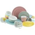 Kombiservice CREATABLE "Geschirr-Set Pastello", bunt, 16 tlg., Porzellan, Geschirr-Sets, Service, handgemalte Spirale, 16 Teile, für 4 Personen