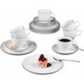 Kaffeeservice SELTMANN WEIDEN "Geschirr-Set, Service Lido Black Line", schwarz-weiß (weiß, schwarz), 18 tlg., Porzellan, Geschirr-Sets, Made in Germany, 18 Teile, für 6 Personen