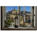 Wandbild ARTLAND "Blick aus dem Fenster Matera, Italien", grau, B:120cm H:80cm, Bilder, als Alubild, Outdoorbild, Leinwandbild, Poster, Wandaufkleber