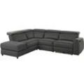 Ecksofa HOME AFFAIRE "Sentrano, L-Form", grau, B:273cm H:82cm T:217cm, NaturLEDER/Kunstleder (Das Leder hat eine Dicke von 0, 9-1, 0 mm), Kunstleder, Webstoff (95% Polyester, 5% Nylon), Struktur fein (95% Polyester, 5% Nylon), Sofas, 273 cm, man. o. elektr. Relaxfunktion und USB/Kopfverstellung