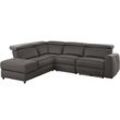 Ecksofa HOME AFFAIRE "Sentrano, L-Form", braun, B:273cm H:82cm T:217cm, NaturLEDER/Kunstleder (Das Leder hat eine Dicke von 0, 9-1, 0 mm), Kunstleder, Webstoff (95% Polyester, 5% Nylon), Struktur fein (95% Polyester, 5% Nylon), Sofas, 273 cm, man. o. elektr. Relaxfunktion und USB/Kopfverstellung