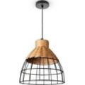 PACO HOME Pendelleuchte "PUCU", schwarz, Ø 22cm H: 21cm, Lampen, Korb Lampe LED Hängeleuchte Rattan Esszimmerlampe Boho E27 Vintage