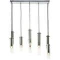 BRILLIANT Pendelleuchte "Glasini", schwarz (schwarz matt, rauchglas), B:80,00cm T:30,00cm, Lampen, 199 x 80 x 30 cm, 8 x E14, kürzbar, Metall/Rauchglas, matt schwarz
