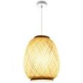 PACO HOME Pendelleuchte "TOPU", braun (holz), Ø 32cm H: 40cm, Lampen, Hängeleuchte Bambus Lampenschirm Korb Wohnzimmer Boho Rustikal E27