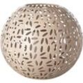 Windlicht FINK "DARIA", beige (taupe), H:20cm Ø:24cm, Eisen, Kerzenhalter, Kerzenhalter aus Eisen, pulverbeschichtet, mit Cut-Outs