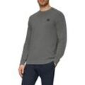 Rundhalspullover S.OLIVER, Herren, Gr. L, grau, Strick, Obermaterial: 100% Baumwolle, unifarben, casual, regular fit taillenbedeckt, Rundhals, Langarm Rippbündchen, Pullover, mit Logo Stickerei