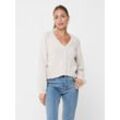 Strickjacke ONLY "ONLALYSSA L/S LIFE CARDIGAN EX KNT", Damen, Gr. XL (42), grau (pumice stone), Strick, Obermaterial: 100% Polyester, unifarben, modisch, regular fit, V-Ausschnitt, Langarm, Strickjacken