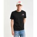 T-Shirt GANT "REG ARCHIVE SHIELD EMB SS T-SHIRT", Herren, Gr. M, schwarz, Jersey, Obermaterial: 100% Baumwolle, unifarben, casual, regular fit hüftlang, Rundhals, Kurzarm abgesteppte Kante, Shirts, von dem Archiv aus den 1980er-Jahren inspiriert