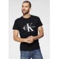 T-Shirt CALVIN KLEIN JEANS "ICONIC MONOGRAM SLIM TEE", Herren, Gr. M (48/50), schwarz (ck schwarz), Obermaterial: 100% Baumwolle, bedruckt, modisch, schmal, Rundhals, Kurzarm, Shirts