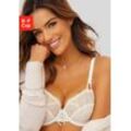 Bügel-BH LASCANA, Damen, Gr. 70, Cup B, beige (creme), Spitze, Obermaterial: 65% Polyamid, 20% Elasthan, 15% Polyester, feminin, BHs, mit modischer Stickerei Spitze und Schnürung, Dessous