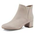 Stiefelette TAMARIS, Damen, Gr. 37, beige (creme), Textil, Veloursleder, elegant, Schuhe, Blockabsatz, Businessschuh, Ankleboots mit Stretcheinsatz