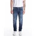 Straight-Jeans REPLAY "GROVER", Herren, Gr. 32, Länge 32, dunkelblau 880, Denim/Jeans, Obermaterial: 98% Baumwolle, 2% Elasthan, casual, straight fit, Jeans, in vielen verschiedenen Waschungen, mit Stretch