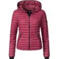 Steppjacke NAVAHOO "Kimuk", Damen, Gr. M, rot (bordeaux), Obermaterial: 100% Nylon, Futter: 100% Polyester, Wattierung: 100% Polyester, Ärmelfutter: 100% Polyester, casual, figurbetont hüftlang, Langarm Ärmel ohne Ärmelschlitz Rippstrickbündchen kontrastfarben, Jacken, leichte Übergangsjacke mit Kapuze