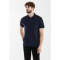 Poloshirt STREET ONE MEN, Herren, Gr. L (52), blau (eclipse blau), Web, 100% Baumwolle, unifarben, casual, gerade hüftlang, hoch geschlossener Ausschnitt, Kurzarm Bündchen, Shirts, in Unifarbe