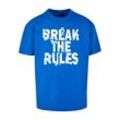 T-Shirt MERCHCODE "Merchcode Herren Break The Rules 2 Heavy Oversize Tee", Herren, Gr. L, blau (cobaltblau), 100% Baumwolle, bedruckt, casual, oversize, Rundhals, Kurzarm, Shirts