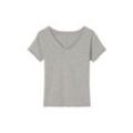 T-Shirt MARC O'POLO DENIM "aus Organic Cotton Slub Jersey", Damen, Gr. L, grau, Obermaterial: 100% Baumwolle, unifarben, Basic, regular fit, V-Ausschnitt, Kurzarm, Shirts