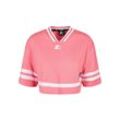 Kurzarmshirt STARTER BLACK LABEL "Starter Black Label Damen Ladies Starter Cropped Mesh Jersey", Herren, Gr. L, pink (pinkgrapefruit, weiß), 100% Polyester, unifarben, casual, oversize, V-Ausschnitt, Kurzarm, Shirts