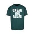 T-Shirt MERCHCODE "Merchcode Herren Break The Rules 2 Heavy Oversize Tee", Herren, Gr. L, grün (bottlegrün), 100% Baumwolle, bedruckt, casual, oversize, Rundhals, Kurzarm, Shirts