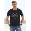 T-Shirt JOHN DEVIN "Regular Fit", Herren, Gr. S (44/46), schwarz, Jersey, Obermaterial: 100% Baumwolle, bedruckt, casual, regular fit, Rundhals, Kurzarm abgesteppte Kante, Shirts, Kurzarm, Freizeitshirt mit Rundhals, Frontprint, reine Baumwolle