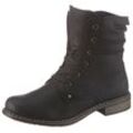 Schnürboots RIEKER, Damen, Gr. 39, schwarz, Nubuklederimitat, klassisch, Schuhe, Stiefelette, Blockabsatz, mit dezenter Schnürung, Topseller