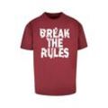 T-Shirt MERCHCODE "Merchcode Herren Break The Rules 2 Heavy Oversize Tee", Herren, Gr. L, rot (cherry), 100% Baumwolle, bedruckt, casual, oversize, Rundhals, Kurzarm, Shirts