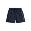 Badeshorts "MEDIUM DRAWSTRING", Jungen, Gr. 128/134, N-Gr, blau (desert sky), Polyester, TOMMY HILFIGER SWIMWEAR, unifarben, Badehosen, mit Logoschriftzug