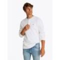 Henleyshirt TOMMY JEANS "TJM REG WAFFLE HENLEY LS TEE", Herren, Gr. M, beige (ecru), Single Jersey, Obermaterial: 60% Baumwolle, 40% Polyester, casual, regular fit, Rundhals, Langarm, Shirts, mit leichter Struktur