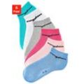 Sneakersocken KANGAROOS, Damen, Gr. 35-38, bunt (1x weiß, 1x rosa, 1x pink, 1x mint, 1x blau, 1x grau), Polyamid, Baumwolle, Elasthan, unifarben, elastisch, Socken, mit Frottee innen