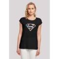 T-Shirt F4NT4STIC "DC Comics Superman Floral Logo Superheld", Damen, Gr. 4XL, schwarz, Obermaterial: 100% Baumwolle, casual, regular fit, Rundhals, Kurzarm ohne Bündchen, Shirts, Print