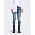 Skinny-fit-Jeans ONLY "ONLBLUSH MID SKIN ANK RW DNM REA593 NOOS", Damen, Gr. XS (34), Länge 32, blau (special blau grau denim), Denim/Jeans, Obermaterial: 92% Baumwolle, 6% Elastomultiester, 2% Elasthan, unifarben, modisch, skinny fit knöchellang, Jeans