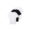 T-Shirt TOM TAILOR, Herren, Gr. L, weiß, Jersey, Obermaterial: 100% Baumwolle, unifarben, casual, regular fit taillenbedeckt, Rundhals, Kurzarm, Shirts, im Dreierpack