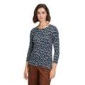 3/4-Arm-Shirt BETTY BARCLAY "Betty Barclay Basic Shirt mit Print", Damen, Gr. 46, blau (dunkelblau, petrol), Jersey, Obermaterial: 95% Viskose, 5% Elasthan., casual, tailliert normal, Rundhals, 3/4-Ärmel, Shirts, Druck