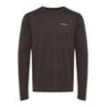 Sweatshirt NORTH BEND "Langarmshirt NBAdreon M", Herren, Gr. S, schwarz (schwarz melange), Obermaterial: 90% Polyester PES. 10% Elasthan EL., sportlich, normal, Rundhals, Sweatshirts