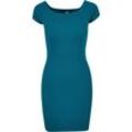 Shirtkleid URBAN CLASSICS "Urban Classics Damen Ladies Off Shoulder Rib Dress", Damen, Gr. 4XL, US-Größen, grün (watergrün), 97% Baumwolle, 3% Elasthan, unifarben, klassisch, slim fit, U-Boot-Ausschnitt, Kurzarm, Kleider